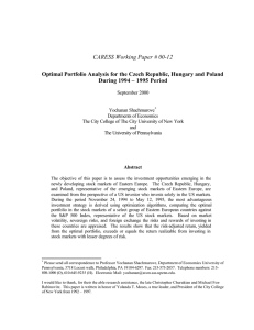 Optimal Portfolio Analysis for the Czech Republic, Hungary and Poland