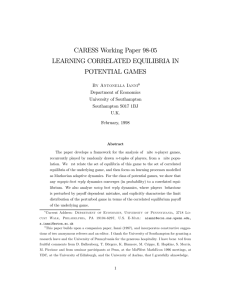 CARESS Working Paper 98-05 LEARNING CORRELATED EQUILIBRIA IN POTENTIAL GAMES