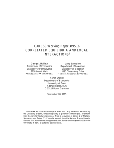CARESS Working Paper #95-16 CORRELATED EQUILIBRIA AND LOCAL INTERACTIONS