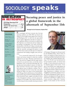 speaks  SOCiOLOGY Securing peace and justice in