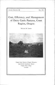 Cost, Efficiency, and Management of Dairy Cattle Pastures, Coast Region, Oregon
