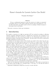 Russo’s formula for Lorentz Lattice Gas Model Yevgeniy Kovchegov