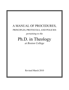 Ph.D. in Theology A MANUAL OF PROCEDURES, at Boston College