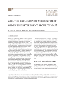 WILL THE EXPLOSION OF STUDENT DEBT WIDEN THE RETIREMENT SECURITY GAP? Introduction RETIREMENT