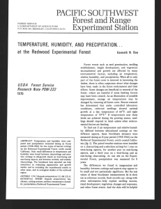 PACIFIC SOUTHWEST Forest and Range Experiment Staion