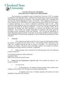 These procedures  are  intended to  guide ... its obligations under applicable statutes, regulations and documentation associated with... CLEVELAND STATE UNIVERSITY