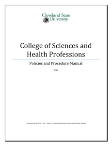 College of Sciences and Health Professions Policies and Procedure Manual