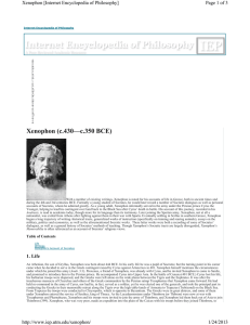 Xenophon (c.430—c.350 BCE) Page 1 of 3 Xenophon [Internet Encyclopedia of Philosophy]