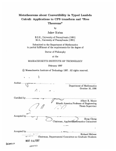 Metatheorems  about  Convertibility  in  Typed ... Calculi:  Applications  to  CPS  transform and ...