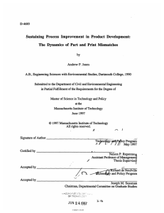 Sustaining  Process  Improvement  in  Product ... The  Dynamics  of  Part and  Print...