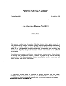 Lisp Machine  Choice  Facilities 1981