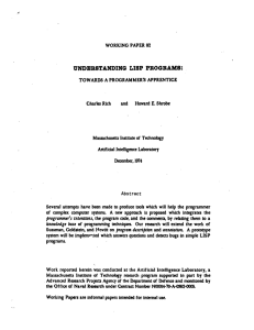 UNDERSTANDING  LISP  PROGRAMS: WORKING  PAPER  82 A Charles Rich