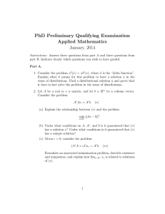 PhD Preliminary Qualifying Examination Applied Mathematics January, 2014