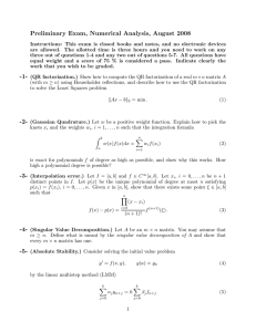 Preliminary Exam, Numerical Analysis, August 2008