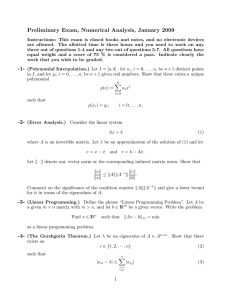 Preliminary Exam, Numerical Analysis, January 2009