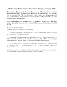 Preliminary Examination, Numerical Analysis, January 2010
