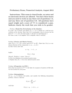 Preliminary Exam, Numerical Analysis, August 2012