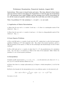 Preliminary Examination, Numerical Analysis, August 2013