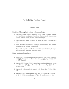 Probability Prelim Exam August 2014