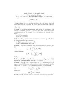 Department of Mathematics University of Utah Real and Complex Analysis Preliminary Examination