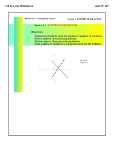 Objectives: Section 4.1: SYSTEMS OF EQUATIONS