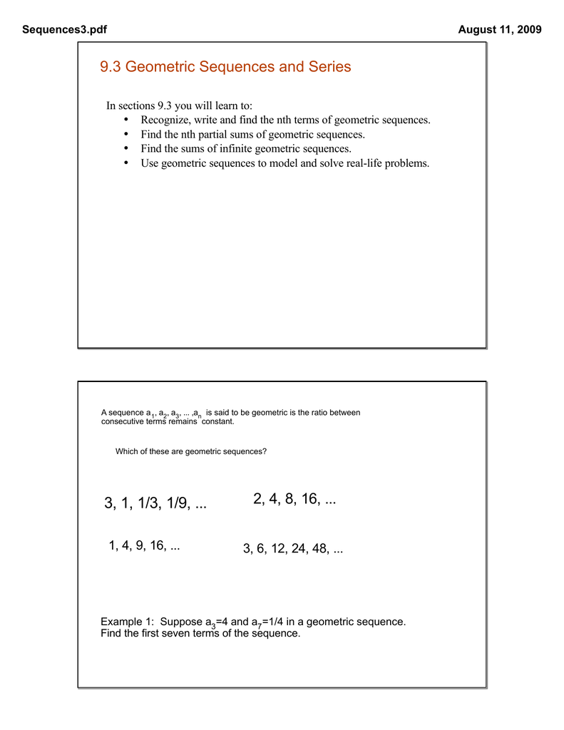 Write An Equation For The Nth Term Of Geometric Sequence 4 8 16