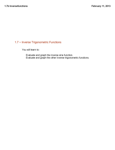 1.7 ~ Inverse Trigonometric Functions