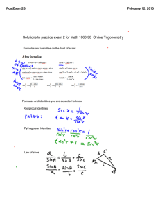 Solutions to practice exam 2 for Math 1060-90  Online... PostExam2B February 12, 2013