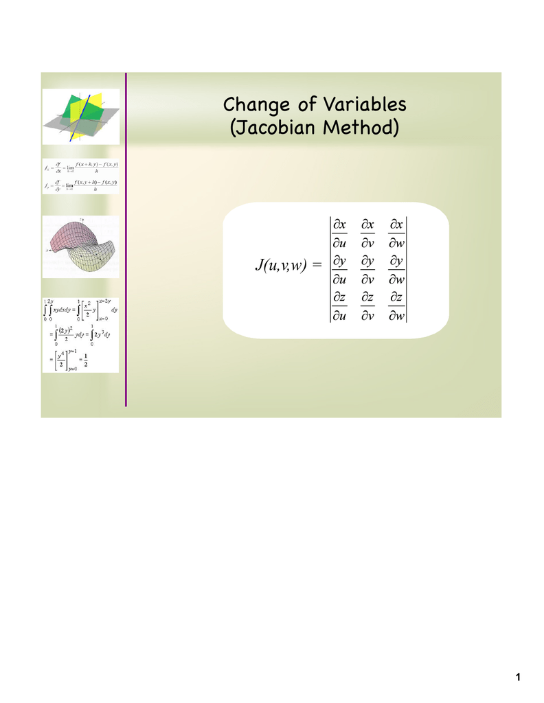 Change Of Variables Jacobian Method J U V W 1