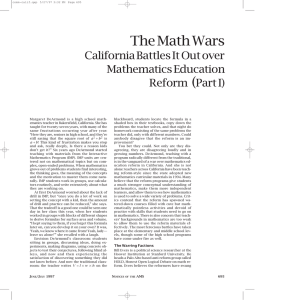 The Math Wars ( Part I) California Battles It Out over