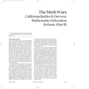 The Math Wars California Battles It Out over Mathematics Education Reform (Part II)