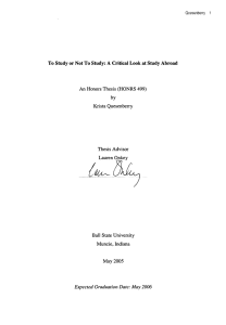 To Study or Not To Study:  A Critical Look... An Honors Thesis (HONRS 499) by Krista Quesenberry