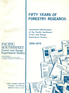 FORESTRY RESEARCH FIFTY YEARS OF SOUTHWEST PACIFIC