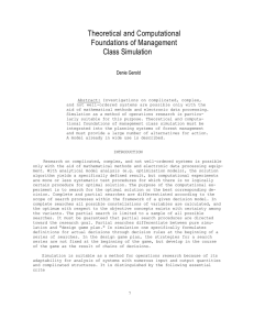 Theoretical and Computational Foundations of Management Class Simulation Denie Gerold