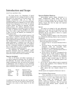 Introduction and Scope Species/Habitat Matrices