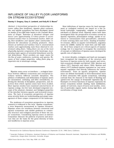 INFLUENCE OF VALLEY FLOOR LANDFORMS ON STREAM ECOSYSTEMS