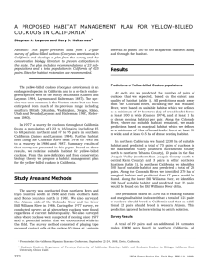 A PROPOSED HABITAT MANAGEMENT PLAN FOR YELLOW-BILLED CUCKOOS IN CALIFORNIA