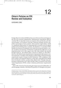 12 China’s Policies on FDI: Review and Evaluation GUOQIANG LONG