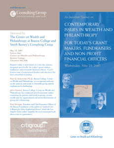 COnTEmPORARy ISSuES In WEALTh And PhILAnThROPy FOR TOdAy'S GRAnT