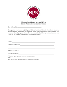 National Participant Network (NPN) S D M