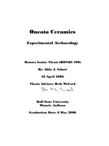 Oneota (;eralllies Experintental Arehaeology J.