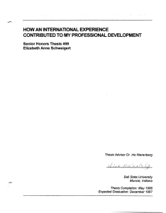 - HOW AN INTERNATIONAL EXPERIENCE CONTRIBUTED TO MY PROFESSIONAL DEVELOPMENT