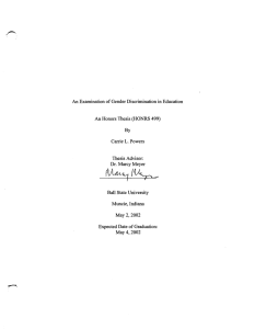 An L. Examination of Gender Discrimination in Education An Honors Thesis (HONRS 499)