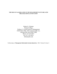 Robert G. Fichman Boston College Wallace E. Carroll School of Management