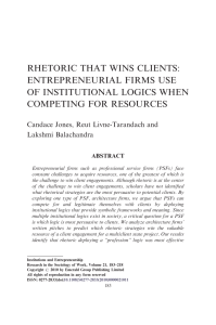 RHETORIC THAT WINS CLIENTS: ENTREPRENEURIAL FIRMS USE OF INSTITUTIONAL LOGICS WHEN