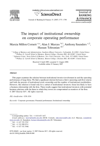 The impact of institutional ownership on corporate operating performance Marcia Millon Cornett