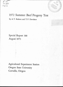 1972 Summer Beef Progeny Test Special Report 388 August 1973 Agricultural Experiment Station