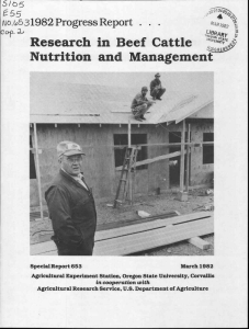 g Research in Beef Cattle Nutrition and Management Progress Report . . .