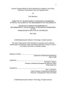   1  Dynamic Valuation Model For Wind Development In Regard to Land... Proximity to Transmission Lines, and Capacity Factor