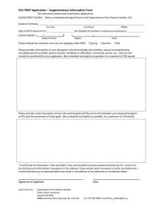 SFU FNEP Application – Supplementary Information Form